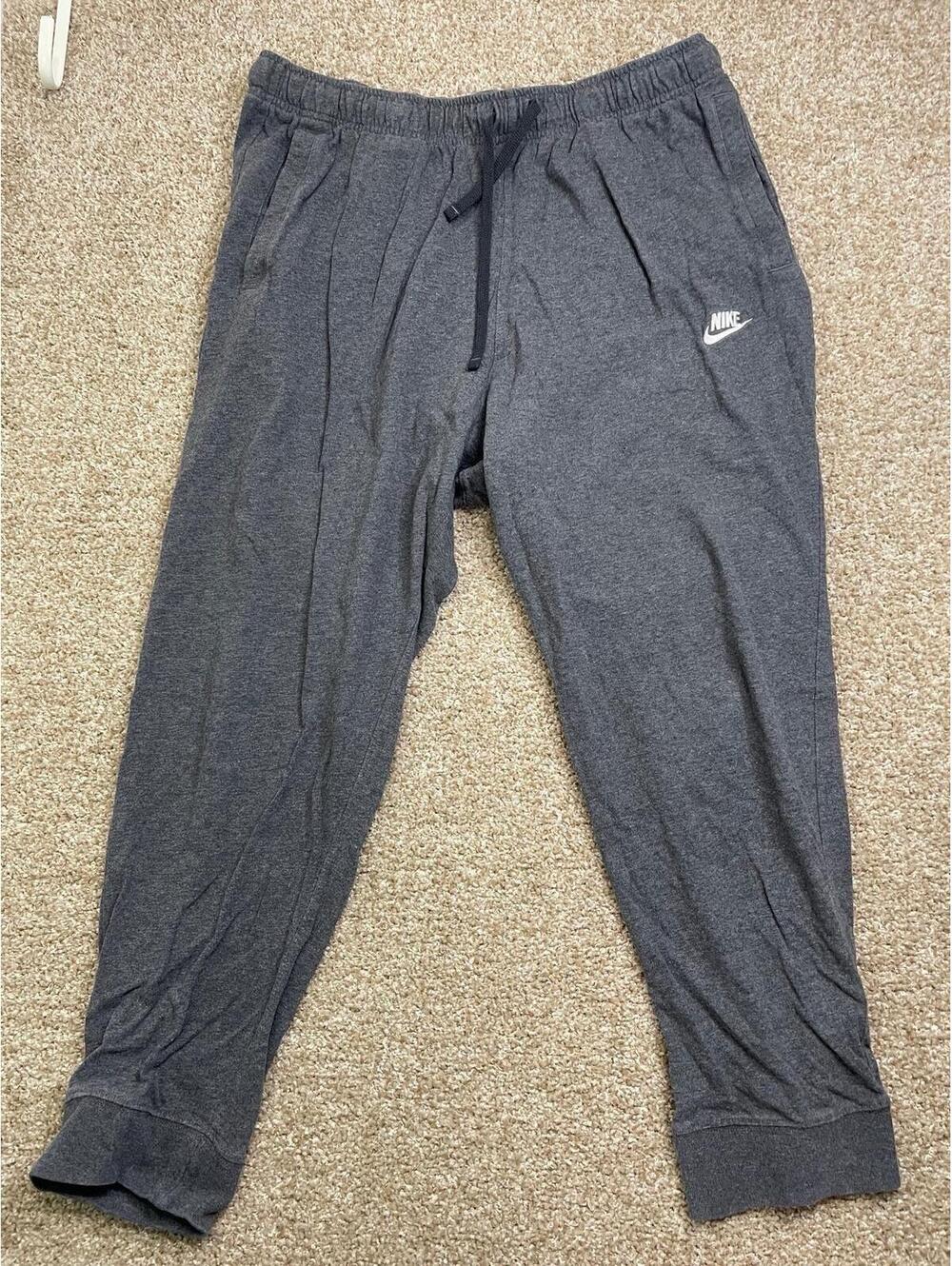 Nike Men XXL Gray Sweatpants Embroidered Essential Gym Athletic Drawstring Pant